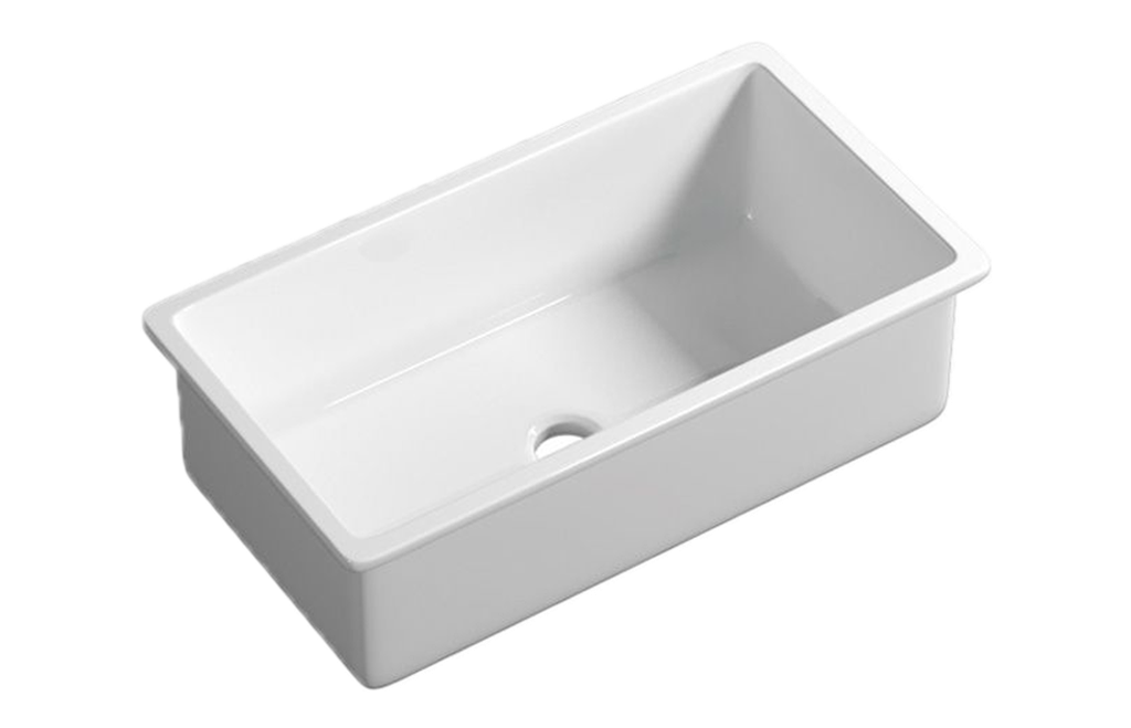 Size:813*483*254mm Gloss White Procida Fine Fireclay Inset/Undermount Sink Single Bowl,Grid And Waste Included