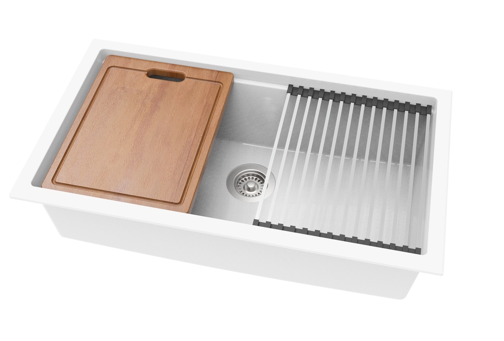 Size:825*470*241mm Bowl Size:760*381*241mm Artic White Gabrio Granite Sink With Work Station,Single Bowl