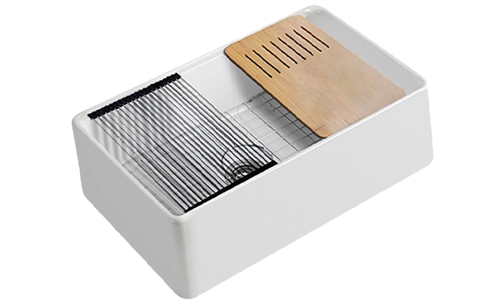 Size:835*508*254mm Bowl Size:799*436*232mm Gloss White Orta Fine Fireclay Farmhouse Sink With Work Station Single Bowl