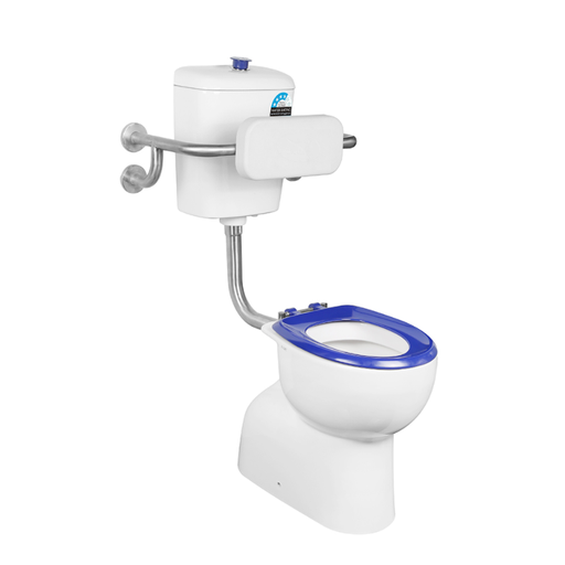 Special Care Disable Toilet Suite Bottom inlet cistern; Box Rim Pan ; 4.5/3 Liters Dual Flush Size: 820*350*1180mm S-trap: 290mm (Supplied); Single Flap Care Seat (Supplied); Back Rest