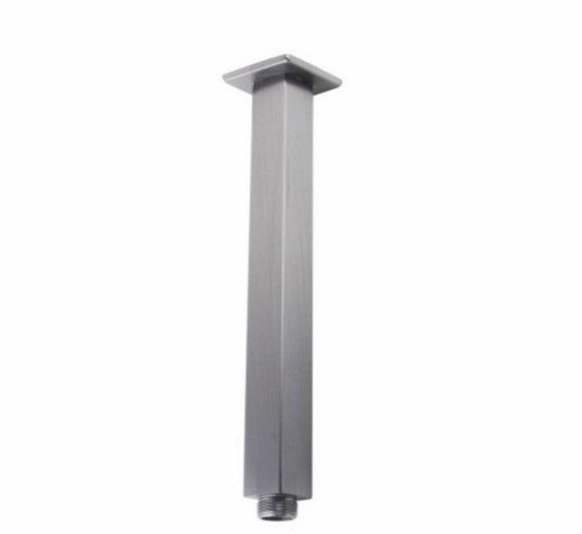 Square Brushed Nickel Ceiling Shower Arm 300mm