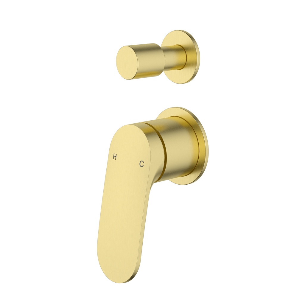 Sulu II Wall Diverter Mixer Trim Kits With Separate Cover Plate Brushed Gold