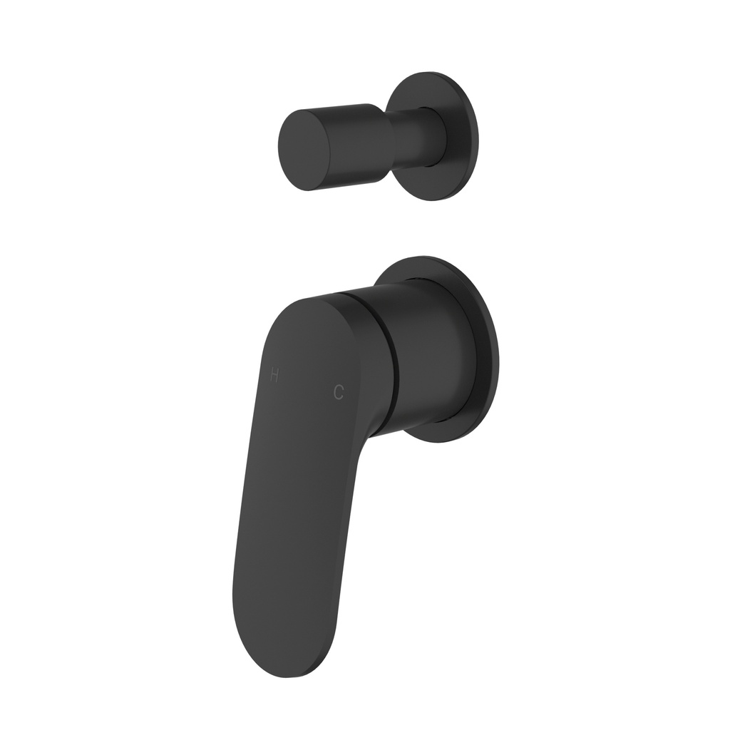 [44798] Sulu II Wall Diverter Mixer Trim Kits With Separate Cover Plate Matt Black