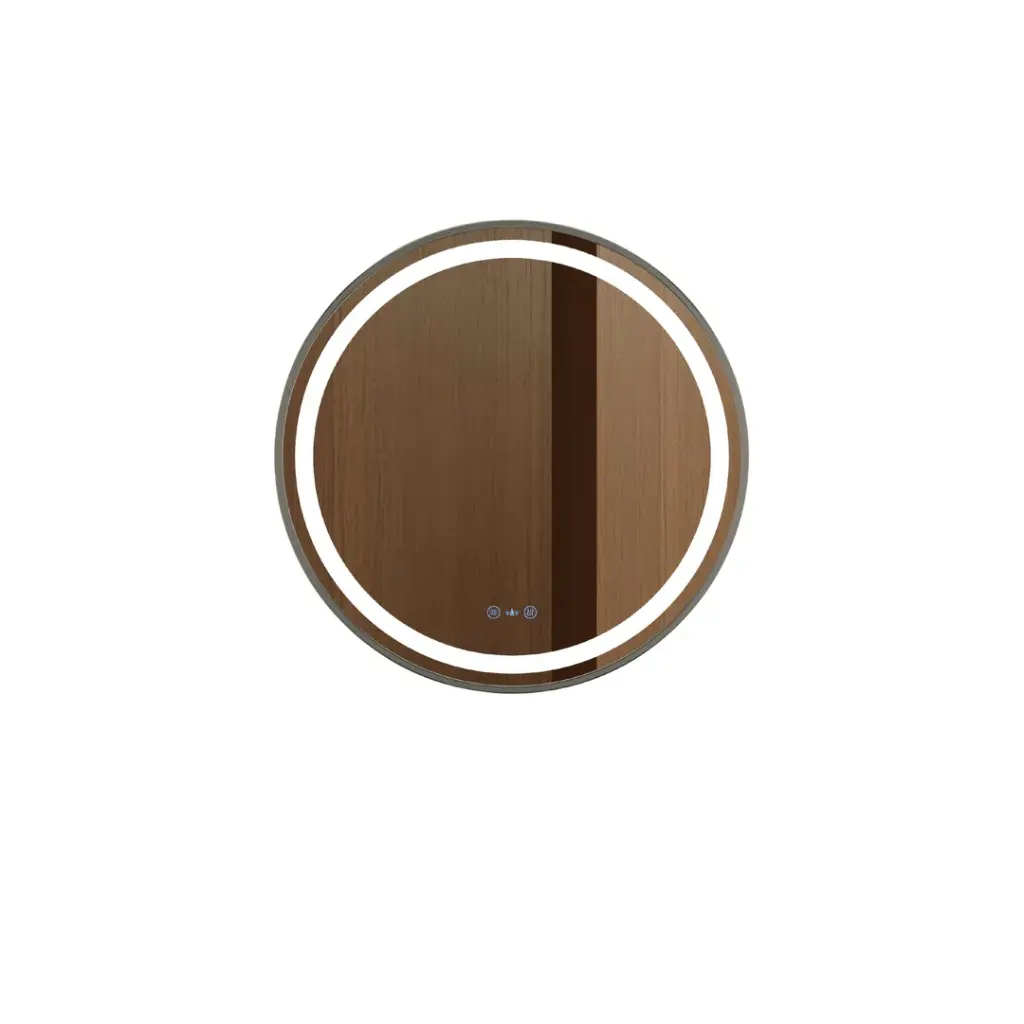 Venus Series 750x750x35mm Gun Metal Round LED Mirror