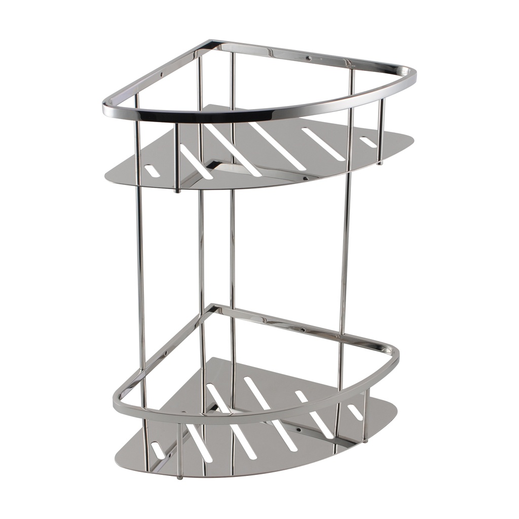 [40214] Vog Chrome Stainless Steel 2 Tier Shower Caddy Shelf