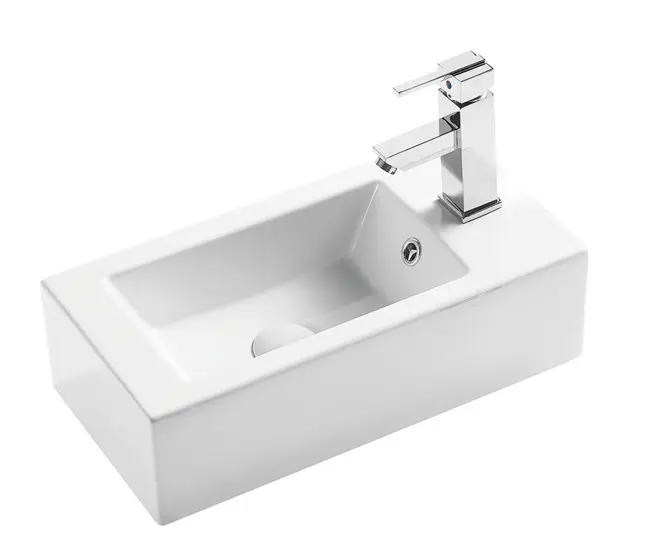 Rosa Wall Hung Basin With Overflow Left Side Tap Hole Gloss White 
