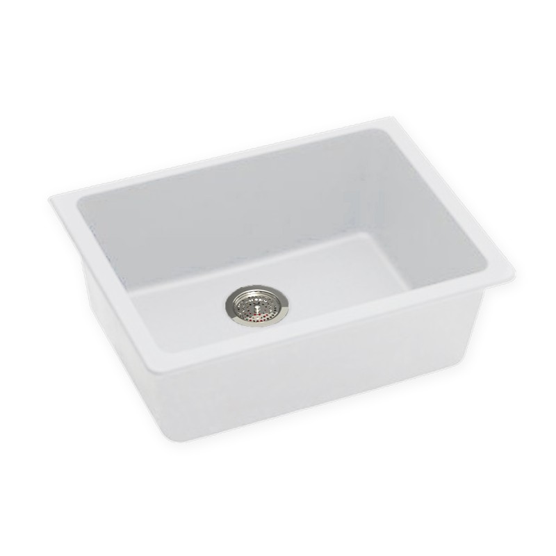 [40532] White Granite Quartz Stone Top/Undermount Kitchen Sink Single Bowl 635*470*241mm