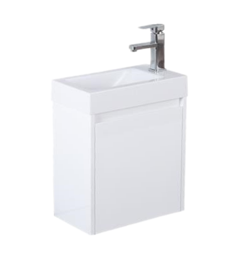 [46184] White polyurethane PVC cabinet with Poly marble top soft closing door LWH-PT