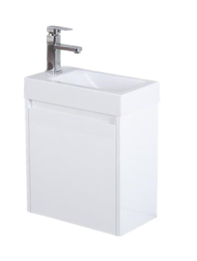 [46207] White polyurethane PVC cabinet with Poly marble top soft closing door RWH-PT