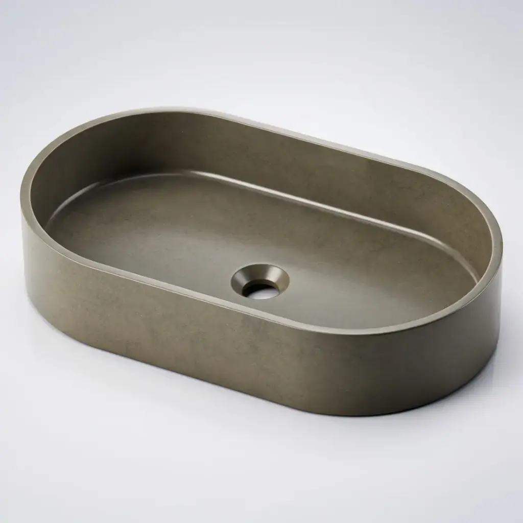 Zale Concrete Oval Basin Grey 600 x 350 x 120 NTH(Dark Grey)